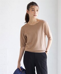 nissen | 大きいサイズ［優しい肌触りのド定番シリーズ］５分袖ニット（アンサンブル可）(ニット/セーター)