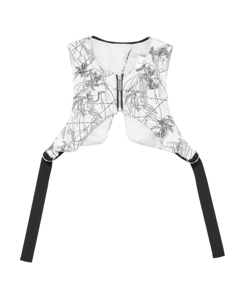 LINE FLOWER PADDED SHORT VEST【セットアップ着用可能】
