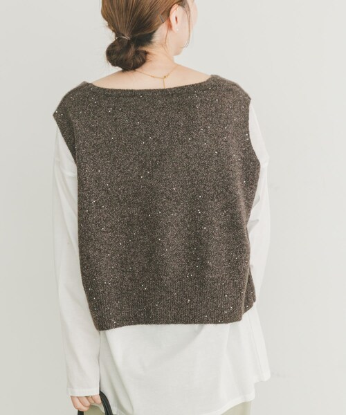 ITEMS URBANRESEARCH(アイテムズ アーバンリサーチ)の「スパンコールVネックニットベスト(ニット/セーター・レディース・BRN/WHT/BLK・FREE)」の20枚目の写真