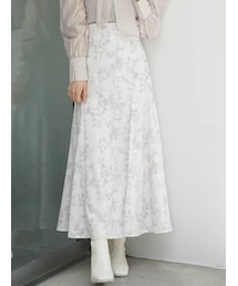 MERCURYDUO | ハイウエストセミフレアフラワースカート(スカート)