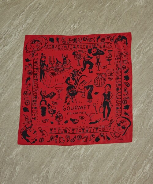 ADAM ET ROPE'(アダムエロペ)の「【Camille de Cussac by SALON】アートシルクスカーフ(バンダナ/スカーフ・レディース・ベージュ系/レッド・F)」の5枚目の写真