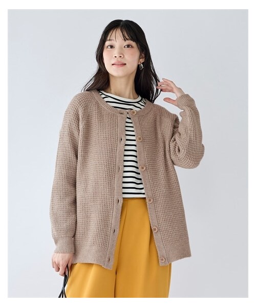 nissen（ニッセン）の「大きいサイズ 静電気が起きにくい洗濯機で洗えるワッフル編ニットカーディガン（カーディガン/ボレロ・レディース・杢チャコールグレー/杢ネイビー/黒/杢グリーン/杢ベージュ・L/LL/3L/4L/5L/6L/8L/10L）」の22枚目の写真