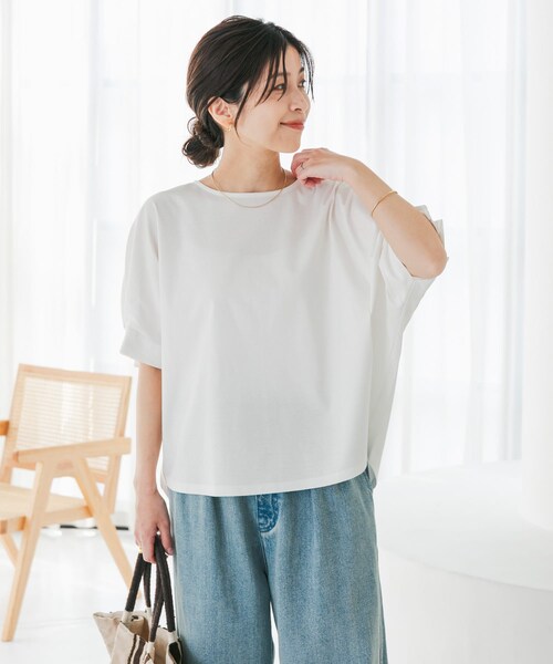 URBAN RESEARCH DOORS（アーバンリサーチドアーズ）の「『仁村紗和さん着用』『UR TECH』サマシェアタックスリーブプルオーバー（Tシャツ/カットソー・レディース・ORANGE/OFF/BLUE/BLACK・M）」の6枚目の写真