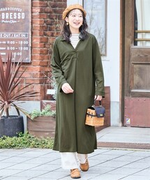 nissen | ＜大きいサイズ＞美ラクRUタッチ衿付スキッパーワンピース（汗染み防止・UVカット）(ワンピース)