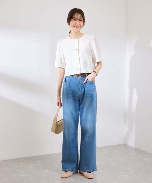 ROPE' PICNIC（ロペピクニック）の「【サマー・ツイード】金ボタンカーディジャケット（ノーカラージャケット・レディース・チャコール/ライトグレー/ホワイト/ネイビー・38）」の17枚目の写真