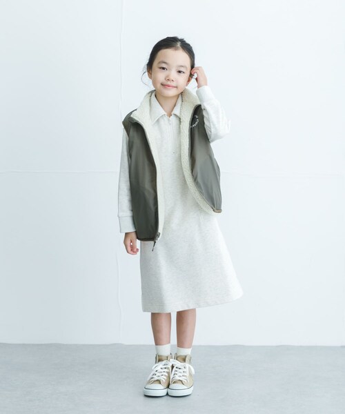 URBAN RESEARCH DOORS(アーバンリサーチドアーズ)の「『WEB/一部店舗限定サイズ』裏毛ハーフジップワンピース(KIDS)(ワンピース・キッズ・OATMEAL/BLUEGRAY・105/120/135/150)」の1枚目の写真