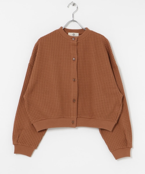 THE GOODLAND MARKET（ザグッドランドマーケット）の「SEAGREEN　BIG WAFFLE CARDIGAN（カーディガン/ボレロ・レディース・GREEN/BROWN/CREAM/ROYAL・1/2）」の2枚目の写真