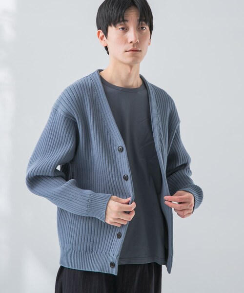 URBAN RESEARCH(アーバンリサーチ)の「new basic COTTON CASHMERE WIDE RIB CARDIGAN(カーディガン/ボレロ・メンズ・CEMENT/L SAX/NAVY・M/L)」の21枚目の写真