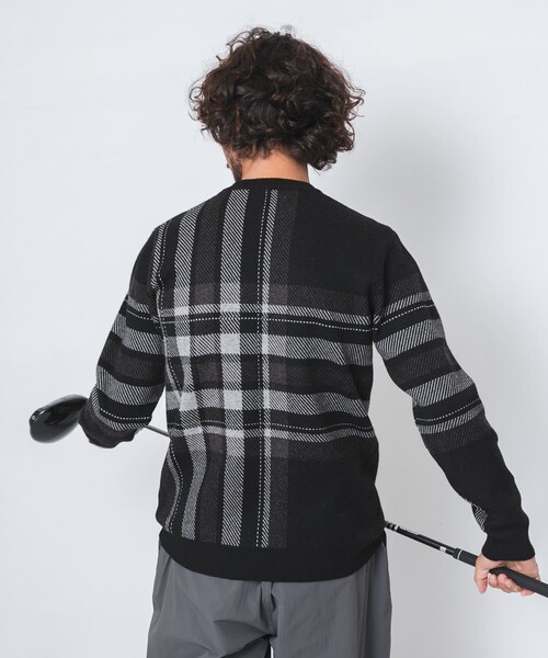 URBAN RESEARCH Sonny Label（アーバンリサーチサニーレーベル）の「OOPS　ビッグチェックニット（ニット/セーター・メンズ・BLACK/BEIGE/GREEN・M/L/XL）」の6枚目の写真