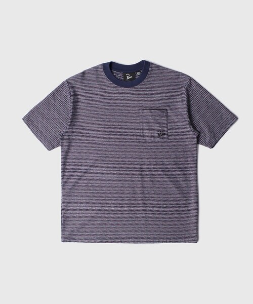 ADAM ET ROPE'(アダムエロペ)の「【by Parra/バイ・パラ】 Crooked stripe t-shirt(Tシャツ/カットソー・メンズ・ネイビー系・L/M/XL)」の3枚目の写真
