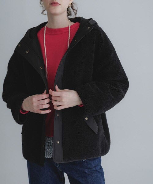 URBAN RESEARCH Sonny Label（アーバンリサーチサニーレーベル）の「リバーシブルボア撥水ショートコート（その他アウター・レディース・アイボリー/ブラック/チャコール・Free）」の20枚目の写真