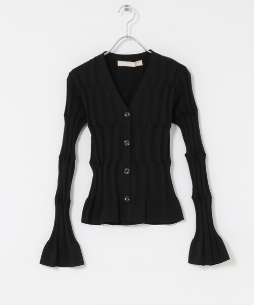 URBAN RESEARCH ROSSO（アーバンリサーチロッソ）の「leinwande　Grid Rib Cardigan（カーディガン/ボレロ・レディース・Black/Yellow・FREE）」の4枚目の写真