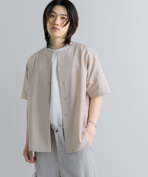 SENSE OF PLACE by URBAN RESEARCH(センスオブプレイスバイアーバンリサーチ)の「ノーカラーシャツ(5分袖)(シャツ/ブラウス・メンズ・GRAY/BEIGE/BLUE・S/M/L)」の15枚目の写真