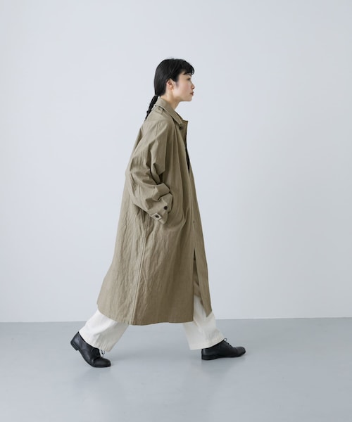 かぐれ（カグレ）の「コットンリネンステンカラーコート（ステンカラーコート・レディース・PURPLE/BEIGE・FREE）」の10枚目の写真