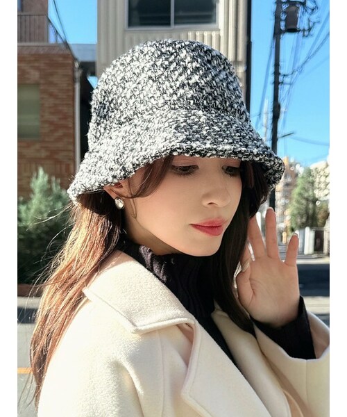RESEXXY（リゼクシー）の「ツイードバケットハット（ハット・レディース・アイボリー/ブラック/ミックス・F）」の3枚目の写真