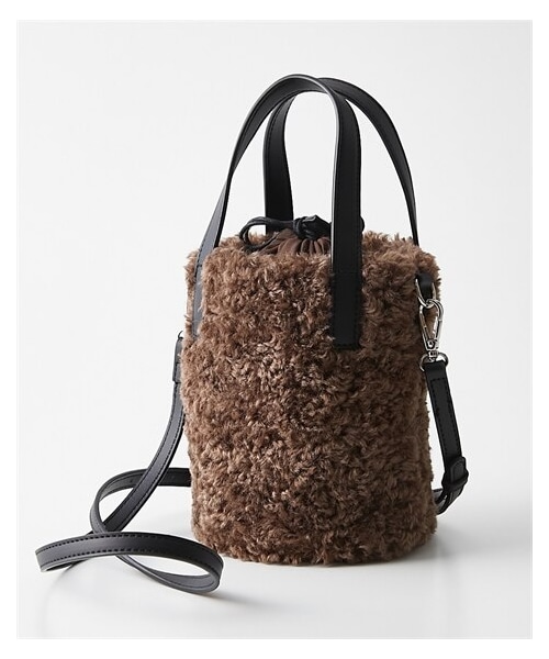 nissen（ニッセン）の「マイクロボアバケツ型２WAYショルダーバッグ（ショルダーバッグ・メンズ・ブラウン/グレー/アイボリー/ベージュ・Y）」の5枚目の写真