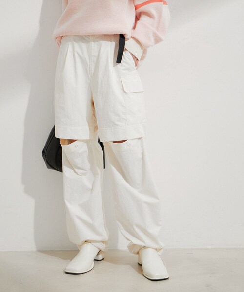 VIS（ビス）の「【洗える】ベルト付ナイロンカーゴパンツ（カーゴパンツ・レディース・キナリ/ブラック/オレンジ系・M/S）」の19枚目の写真