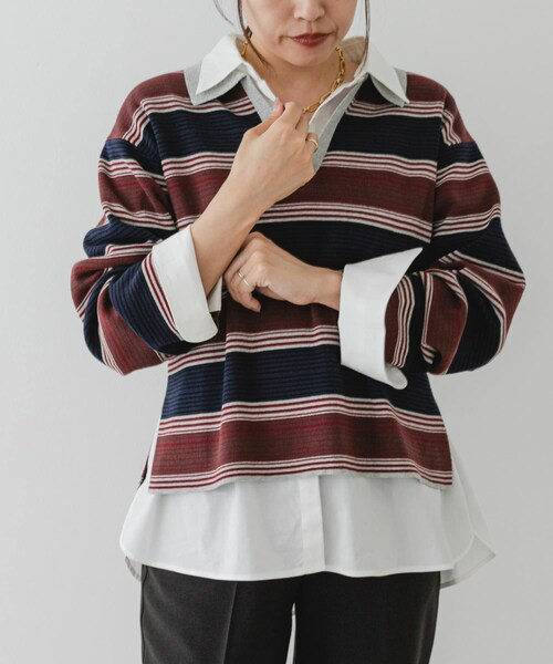 URBAN RESEARCH ROSSO（アーバンリサーチロッソ）の「F by ROSSO　ラガーニットプルオーバー（ニット/セーター・レディース・GRAY BD/NAVY BD/BLACK・Free）」の14枚目の写真