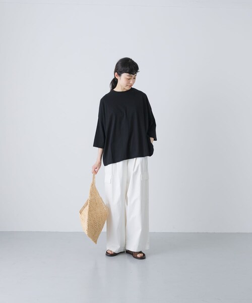 かぐれ（カグレ）の「ワイド6分袖プルオーバー（Tシャツ/カットソー・レディース・OFF/BROWN/BLACK・FREE）」の18枚目の写真