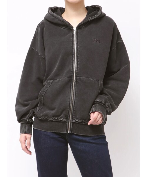 MURUA（ムルーア）の「ジップルーズフーディ（パーカー・レディース・グレー/ブラック/ブラウン・F）」の5枚目の写真
