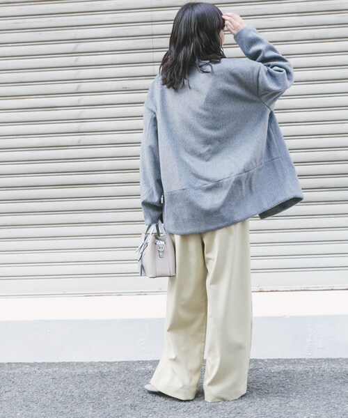 ITEMS URBANRESEARCH（アイテムズ アーバンリサーチ）の「ノーカラーコクーンジャケット（ノーカラージャケット・レディース・GRY/IVO・Free）」の17枚目の写真