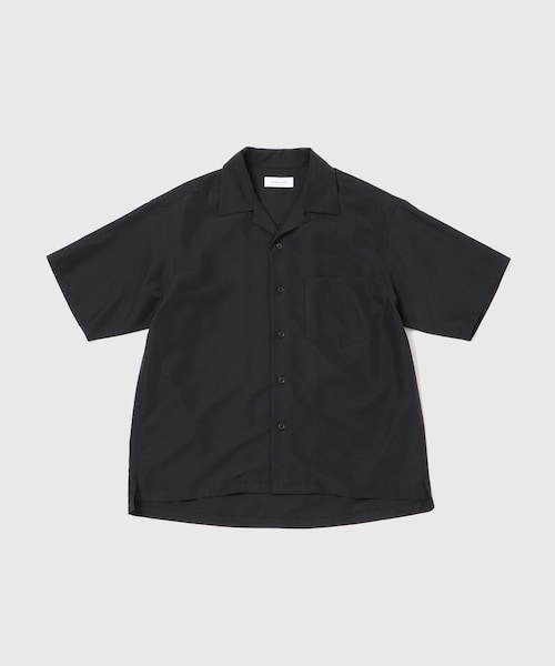 ADAM ET ROPE'(アダムエロペ)の「スエードタッチレーヨン オープンカラー ハーフスリーブ シャツ(シャツ/ブラウス・メンズ・ブラック/ライトグレー/キナリ/ネイビー・L/M)」の3枚目の写真