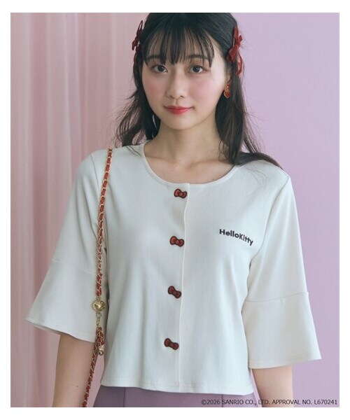 nissen（ニッセン）の「＜大きいサイズ＞【ハローキティ】リブカーディガン marun（カーディガン/ボレロ・レディース・ライトベージュ/黒・L/LL/3L/4L/5L/6L/8L/10L）」の12枚目の写真