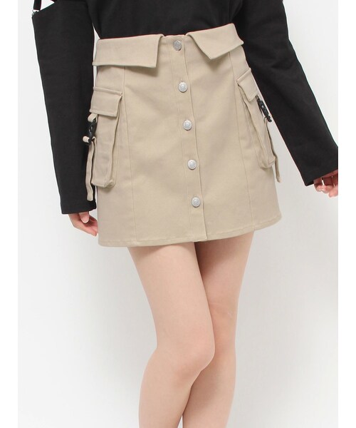 EATME（イートミー）の「フラップポケットカーゴスカート（スカート・レディース・ブラック/グリーン/ベージュ・S/M）」の5枚目の写真