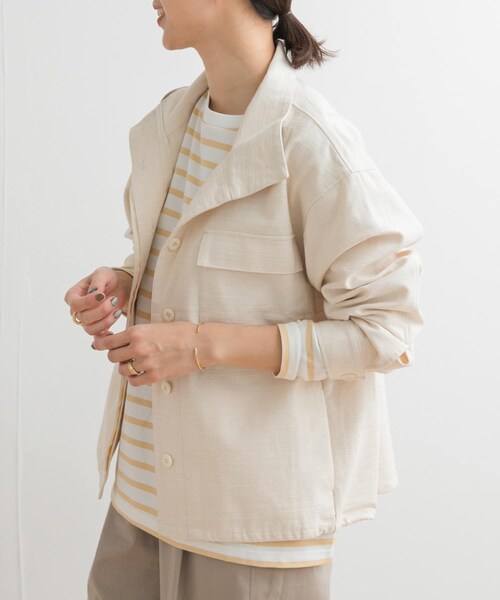 URBAN RESEARCH DOORS（アーバンリサーチドアーズ）の「ミリタリースタンドカラージャケット（ミリタリージャケット・レディース・NATURAL/KHAKI・M）」の12枚目の写真