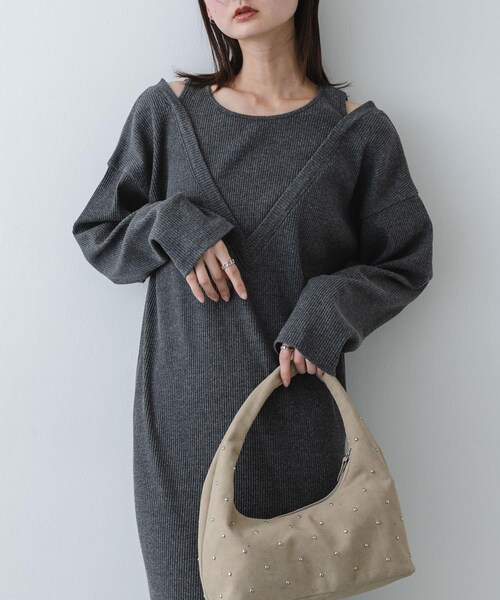 SENSE OF PLACE by URBAN RESEARCH（センスオブプレイスバイアーバンリサーチ）の「レイヤードネックリブワンピース（ワンピース・レディース・OATMEAL/BLACK/CHARCOAL・COMPACT/One）」の13枚目の写真