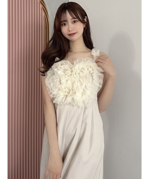 dazzlin（ダズリン）の「ハートチュールフリルオールインワン（つなぎ/オールインワン・レディース・アイボリー/ネイビー/ブラウン・S/M）」の13枚目の写真