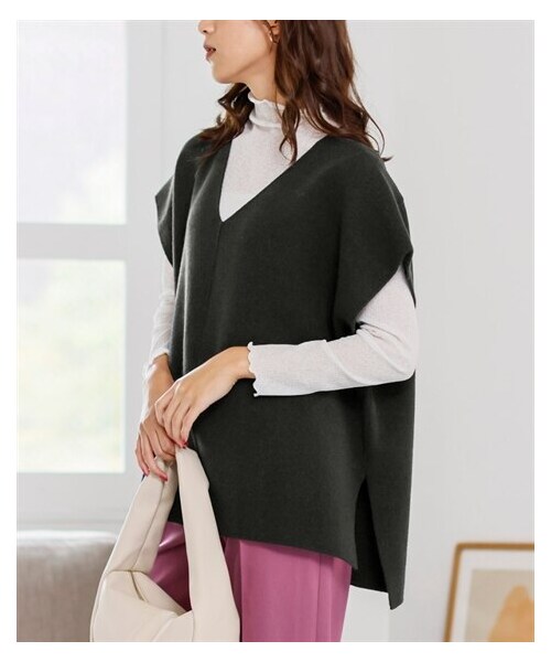 nissen（ニッセン）の「大きいサイズ  Vネックゆるシルエットベスト（ベスト・レディース・トープ/セージグリーン/黒・L~LL相当/3L~4L相当/5L~6L相当/8L相当/10L相当）」の9枚目の写真