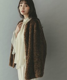 『WEB/一部店舗限定』ノーカラーファーボアZIPブルゾン