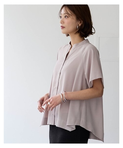 nissen（ニッセン）の「＜大きいサイズ＞とろみブロード裾フレアシャツ（イージーケア・吸汗速乾）（シャツ/ブラウス・レディース・オフホワイト/チャコール/ブルー/ライトグレー・L/LL/3L/4L/5L/6L/8L/10L）」の12枚目の写真