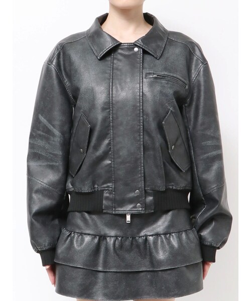 ヴィンテージフェイクレザーブルゾン