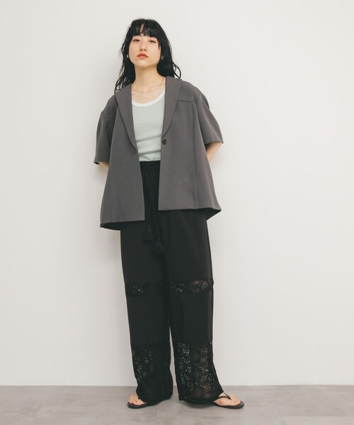 KBF（ケイビーエフ）の「Miller　Panel ribbed tank top（タンクトップ・レディース・WHT×GN/WHT×NR/BLU×W2/BRN×NV・FREE）」の11枚目の写真