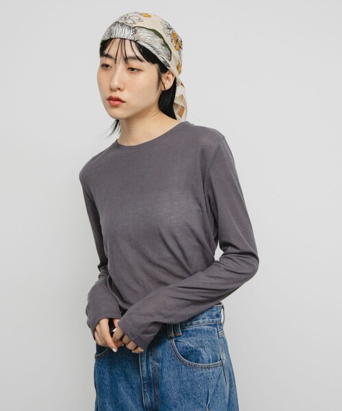 KBF（ケイビーエフ）の「シアーリブデザインカットソー（Tシャツ/カットソー・レディース・L.BEIGE/PINK/CHARCOAL・one）」の6枚目の写真