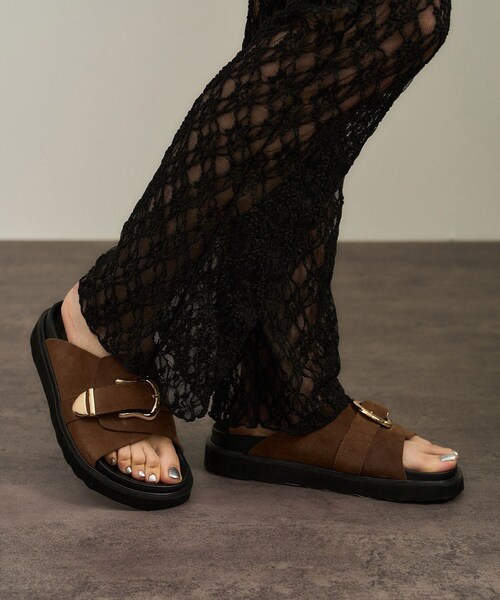 ADAM ET ROPE'（アダムエロペ）の「シアーレースレギンス［ストレッチ］（レギンス/スパッツ・レディース・ブラック/オフホワイト/ブラウン系・F）」の22枚目の写真