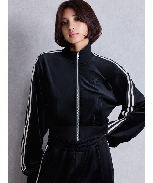 GYDA（ジェイダ）の「SymmetryGYDAベロアトラックジャケット（ブルゾン・レディース・ブラック/ベージュ・F）」の2枚目の写真