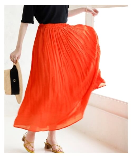 nissen（ニッセン）の「ふわり軽いエアリースラブスカート（マキシ丈）＜大きいサイズ有＞（スカート・レディース・黒/グレー/ライトグレー/ライラック/ベージュ/モーブピンク/ロイヤルブルー/ブラッドオレンジ/ローズピンク/マスタード・S/M/L/LL/3L/4L/5L/6L/8L/10L）」の10枚目の写真