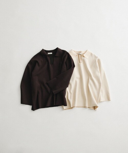 LAATO（ラート）の「sweat style polo knit（ニット/セーター・レディース・クリーム/チョコレート・FREE）」の4枚目の写真