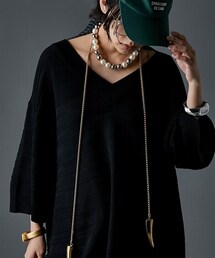 nissen | Vネックニットチュニック＜大きいサイズ有＞GEVS.(チュニック)