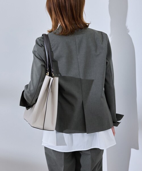 ROPE' PICNIC（ロペピクニック）の「【UV対応】【リネンライク・シリーズ】ノーラペルジャケット/通勤・セットアップ対応（ノーカラージャケット・レディース・グレー/グレー系/ダークブラウン/ネイビー・36/38/40）」の18枚目の写真
