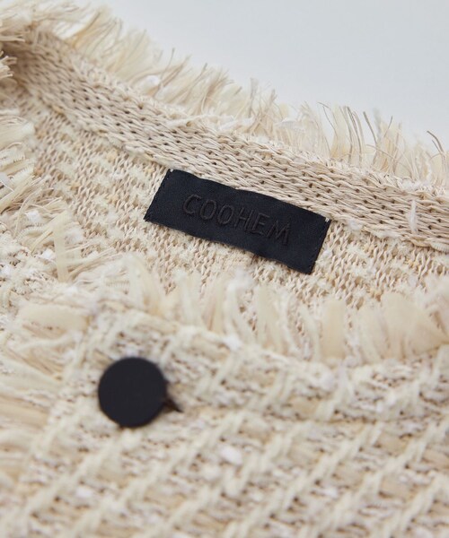 ROPE'（ロペ）の「【COOHEM(コーヘン)】BASIC TWEED VELVET JACKET（ノーカラージャケット・レディース・キナリ/ネイビー・F）」の20枚目の写真