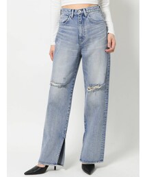 GYDA | H/W KNEEダメージスリットストレートデニムPT(デニムパンツ)