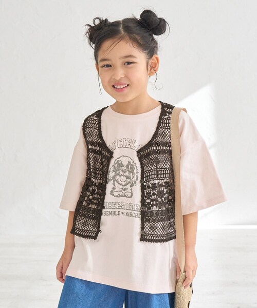 ROPE' PICNIC（ロペピクニック）の「【KIDS/キッズ】フロントボタンレースジレベスト/リンクコーデ（ベスト・キッズ・ブラック/ホワイト・L/M/S）」の9枚目の写真