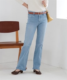 nissen | 大きいサイズ すごのびストレッチデニムブーツカットパンツ（ゆったり太もも）（選べる3レングス）(チノパンツ)