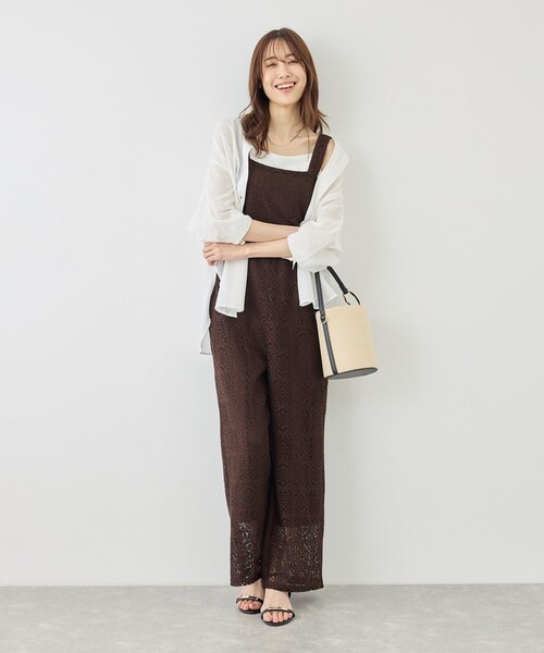 ROPE' PICNIC(ロペピクニック)の「幾何学レースオールインワン(つなぎ/オールインワン・レディース・キナリ/ブラウン・F)」の22枚目の写真