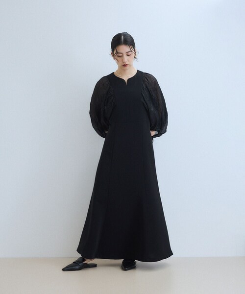 ADAM ET ROPE'（アダムエロペ）の「シアースリーブコンビドレス（ドレス・レディース・ブラック/ブラック系/ネイビー系・36/38）」の10枚目の写真