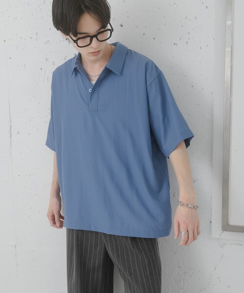 SENSE OF PLACE by URBAN RESEARCH(センスオブプレイスバイアーバンリサーチ)の「『接触冷感/速乾』スパンブロードプルオーバーシャツ(シャツ/ブラウス・メンズ・WHITE/BLUE/NAVY・M/L)」の2枚目の写真